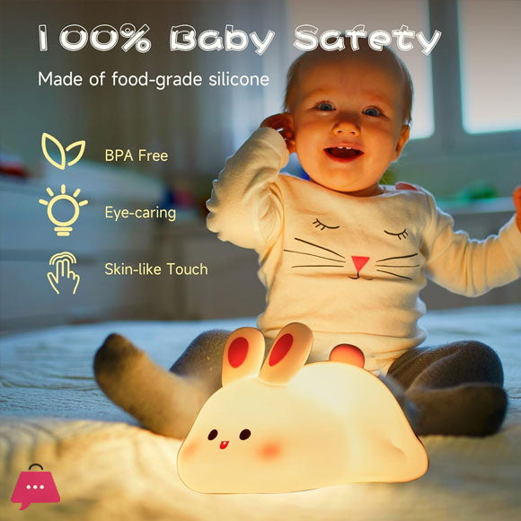 Cute Bunny Night Light for Kids - Rechargeable LED Lamp
